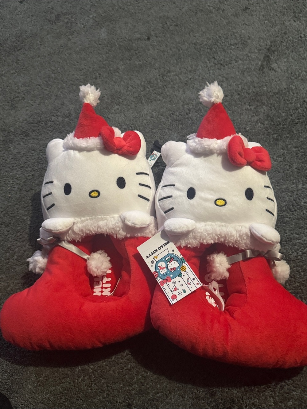 Hello Kitty Red & White Holiday Plush Slippers